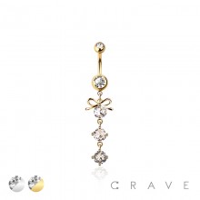 316L SURGICAL STEEL CZ RIBBON ROUND CZ CASCADE DANGLE ROUND CZ BELLY BUTTON NAVEL RING  316L SURGICAL STEEL CZ RIBBON ROUND CZ CASCADE DANGLE ROUND CZ BELLY BUTTON NAVEL RING